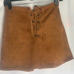 VINTAGE Genuine Suede Lace-Up Mini Skirt